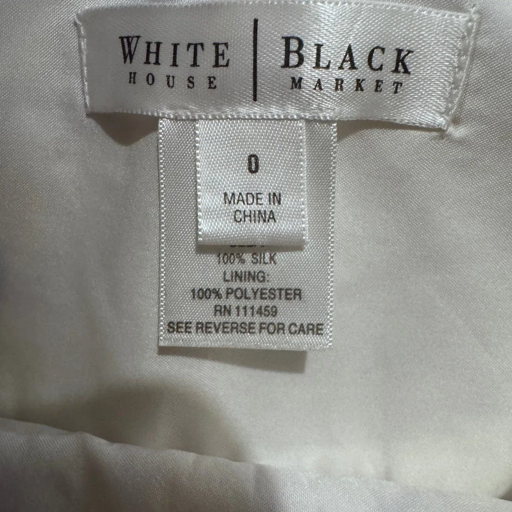White House Black Market Silk‎ Pleated Tropical Leaf Print Mini Skirt Cream Sz 0 - Picture 3 of 7